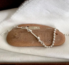 Silver Love Knot Bracelet , Silver Chain Bead Knot Bracelet , Sterling Silver Lo