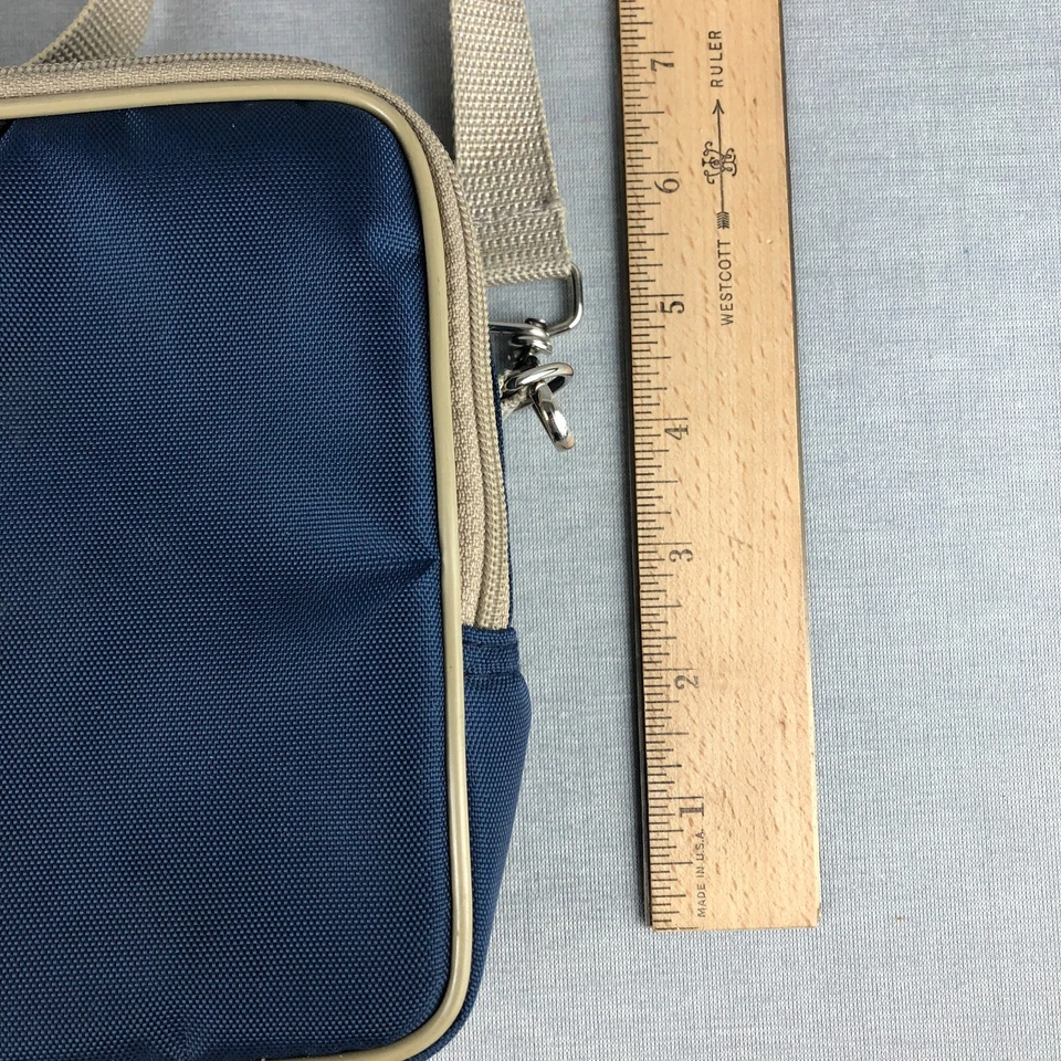 Bolso Bandolera Sun Valley o Cinturón Lazo Acolchado Cámara De Colección Azul Tostado Correa Cremallera Foto 3 de 4