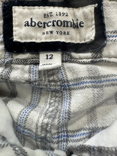 Vintage Y2K girls Abercrombie blue white plaid shorts size 12 with silver thread - Picture 3 of 3