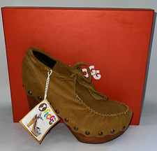 FLOGG Z Platform Heel Shoes Leather Beech Wood US 10 EU 41 UK 8 EVO Insole