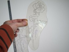 vtg 1960s 70s Tattoo Flash acetate stencil Single Long Stem Rose signed RS7