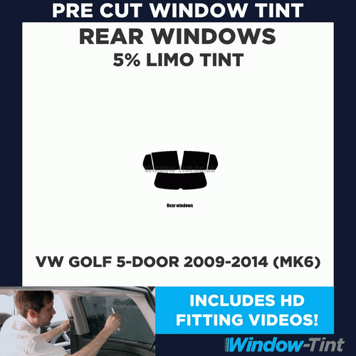 Pre Cut Window Tint for VW Golf 5-door 2009-14 (MK6) 5% Limo Black Rear Car Film - Picture 2 of 10