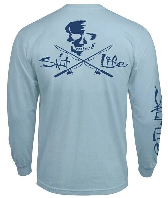 Mens Salt Life Skull & Poles Long Sleeve Pocket T-Shirt - 2XL & XL - NWT