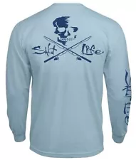 Mens Salt Life Skull & Poles Long Sleeve Pocket T-Shirt - 2XL/XL/Large - NWT