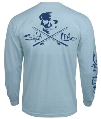 Mens Salt Life Skull & Poles Long Sleeve Pocket T-Shirt - 2XL & XL - NWT