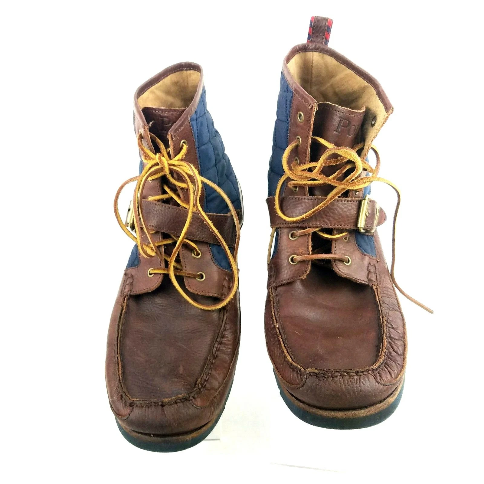 POLO Ralph Lauren Saddleworth III BOOT Brown Leather w/Blue Nylon US13D