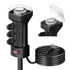K KASONIC - 24 Hour Outdoor Stake Timer 6 Outlets 6 ft Extension Cord Mechani...