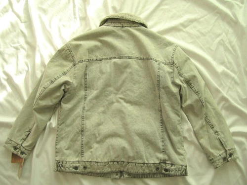 Levis Mens Sherpa Lined Trucker Jacket Grey Acid Wash Denim XL LW8RC790 image 7