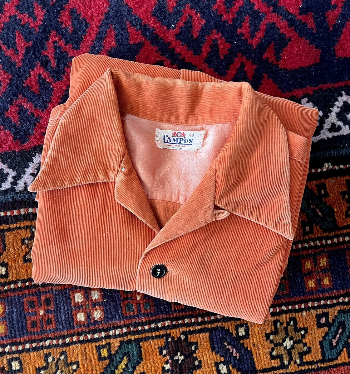 Vintage 40s 50s Corduroy Sportswear Rockabilly Loop Collar