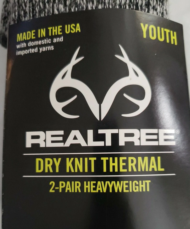  REALTREE Heavyweight Hiker Socks Youth 1-Pair Dry Knit Thermal  Gray New w/Tags - Image 3 of 4