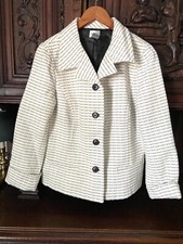 Chico  s NWOT Women  s Size 1 Beige Black Career Blazer 100 Cotton Lined
