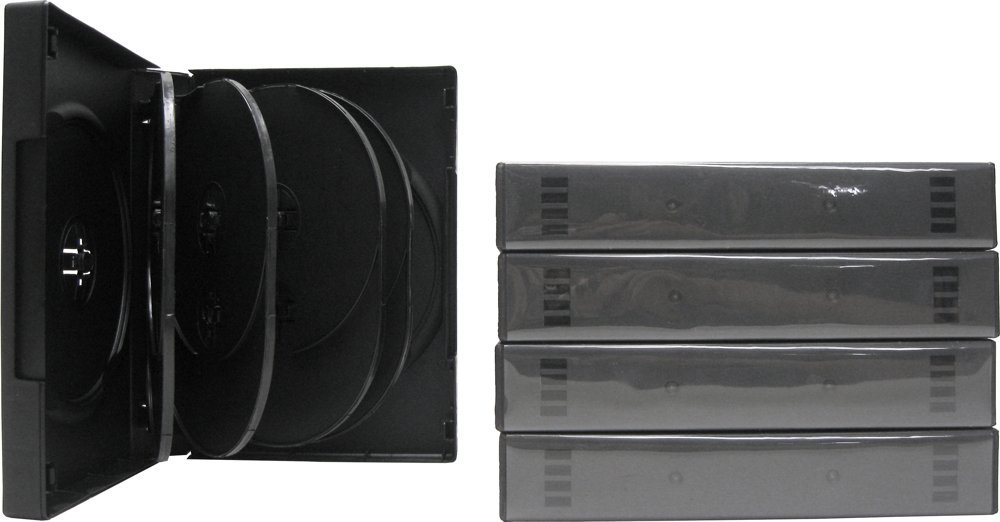 5) Black 10 Ten Disc Capacity DVD Boxes Cases Multi Box Set 33MM