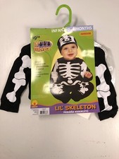 Lil Skeleton Costume Infant Size 0-6 Months Halloween Dress Up NEW W/Tags Rubies