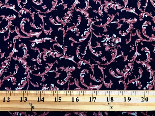 Liverpool Fabric-Navy Blue Mauve Damask-LVPR244-Sold by the Yard - Picture 4 of 4