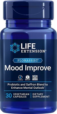 Life Extension FLORASSIST Mood Improve Probiotic & Saffron Enhances Mood 30 Caps