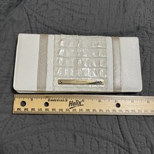 Brahmin White Macaroon Lady Vineyard Croc-Embossed Leather Melbourne Wallet