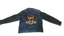 Vtg 70's-80's Denim Jacket MOTOR HARLEY DAVIDSON CYCLES embroidered sz 48 BIGMAC