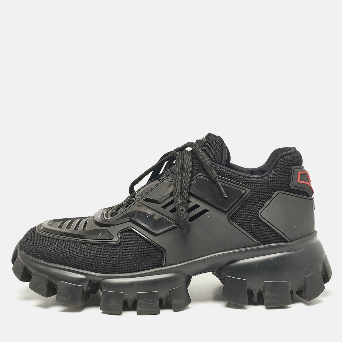 Prada Black Mesh and Rubber Cloudbust Thunder Low Top