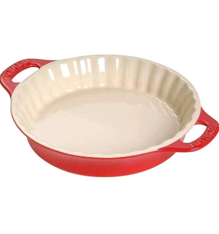 STAUB Cherry Red Ceramic Pie Dish – 9.4 inch/24 cm - NEW in Box