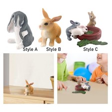 Mini Rabbit Figurine Model Miniature Animal Toys Home Decor Bunny Figure