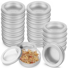 Metal Tin Cans 24 PCS 4oz Small Lids Containers Round Kitchen Candles Storage