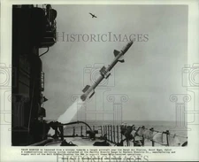 1968 Press Photo Talos Missile Launched From Cruiser Towards Target Aircraft