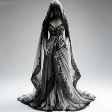 Customized Black and White Clashing Wedding Dresses Elegant Black Lace Appliques