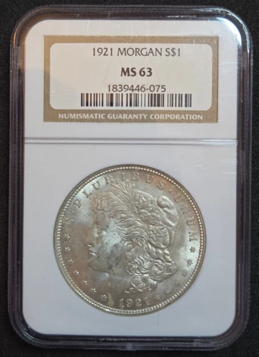 1921 Morgan Silver Dollar $1 NGC MS63 – Brilliant Uncirculated BU - U.S. Silver