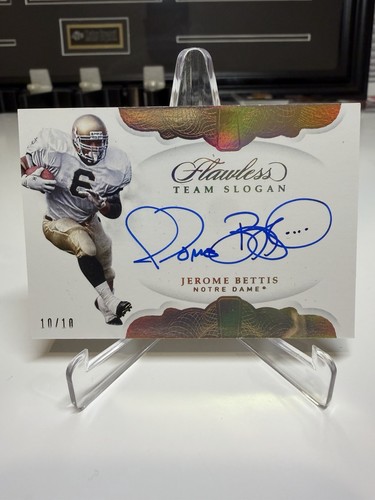 2019 Flawless Collegiate Team Slogan Gold 10/10 Jerome Bettis Auto Notre Dame ☘️
