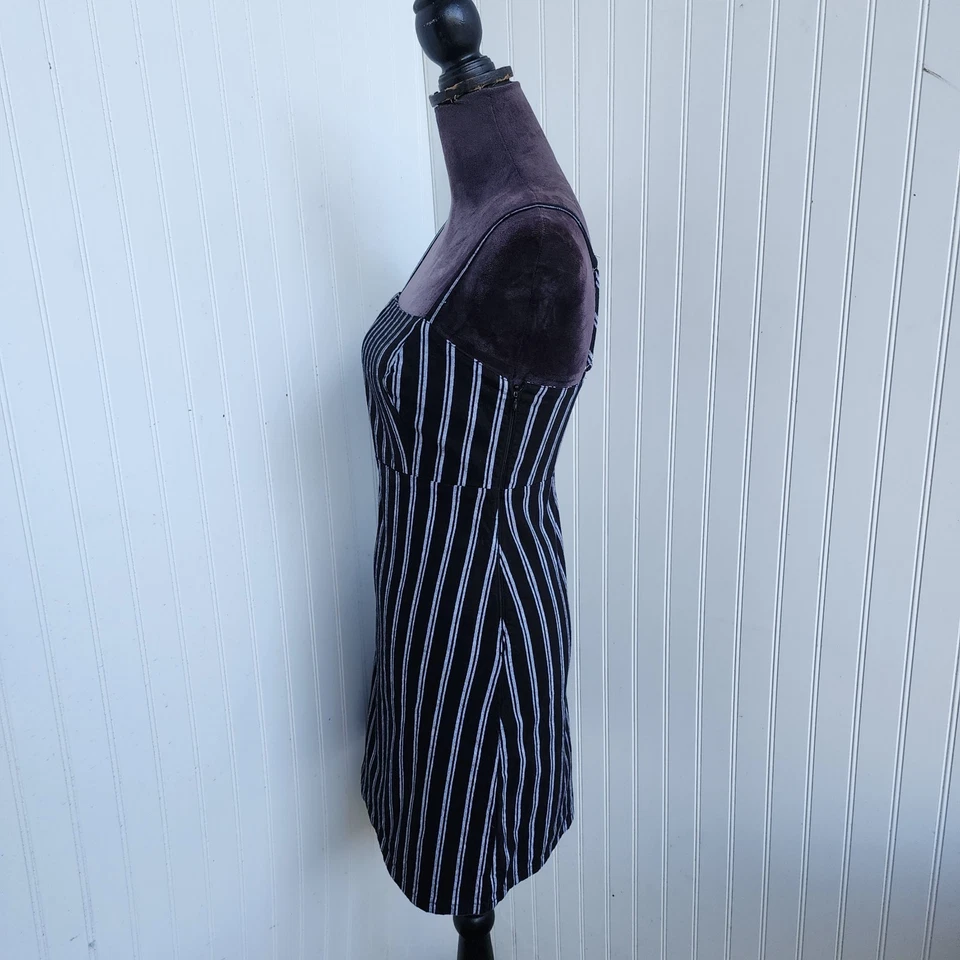 Hollister Sheath Sundress Black White Stripe Cotton Blend Stretch Mini Sz S - Image 4 of 4