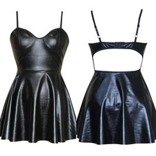 Sexy érotique cuir noir pour mini robe pour lingerie pour femme boîte de nuit