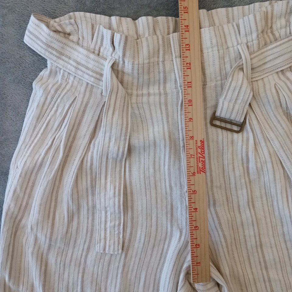 Banana Republic Ankle Pants Womens Size 6 Petite Beige Striped Wide Leg 28x27.5 - Image 3 of 4