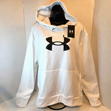  55 Under Armour Women's Fleece Big Logo Hoodie White XL NWT