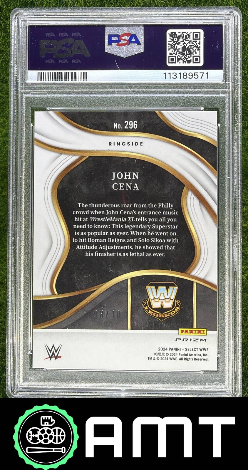 John Cena PSA 10 2024 Panini Select WWE Ice Gold Prizm 8/10 #296 9571 view 2