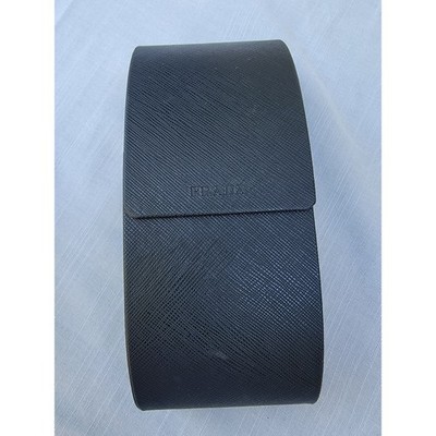 Prada Black Saffiano Leather Sunglasses Case Hard Shell Magnetic Flap Logo