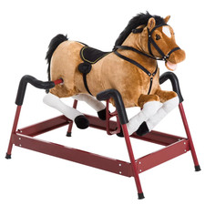 Durable Plush Toddlers Spring Rocking Horse, Bouncing Rocker Toy with Realistic