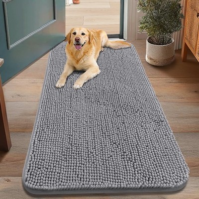 Dog Door Mat for Muddy Paws 48x30, Absorbs Moisture and Dirt Doormat, Non-Sli...