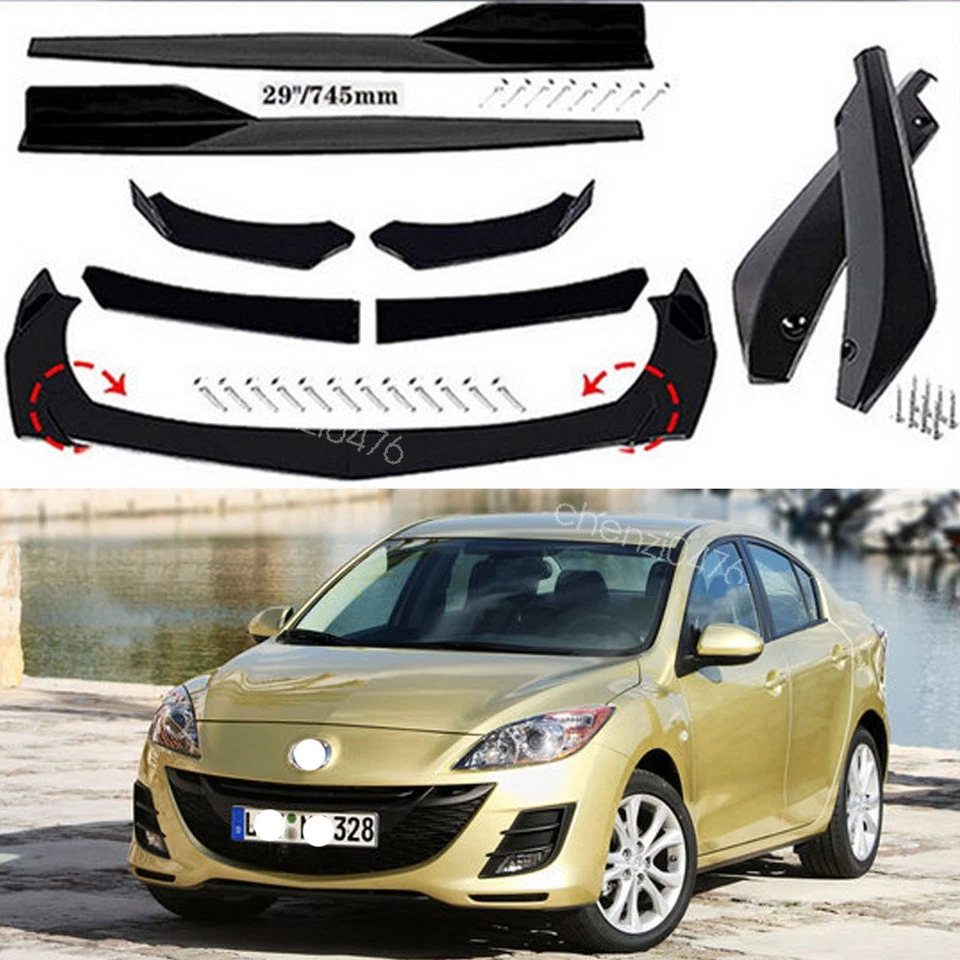 Car Front Bumper Lip Spoiler Splitter Body Kit Glossy Black For Mercedes-Benz Foto 3 de 4