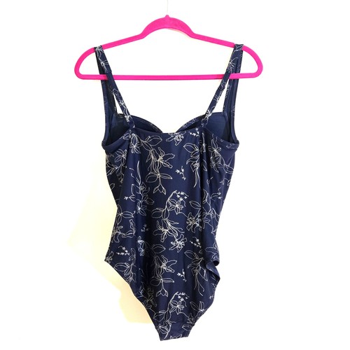 Costume da bagno intero Niptuck Swim blu navy floreale increspato donna 10 - Foto 2 di 9