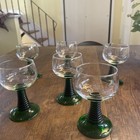  Vintage MCM Luminarc French Roemer Wine Glasses Green Beehive Set Of 6 — photo 1