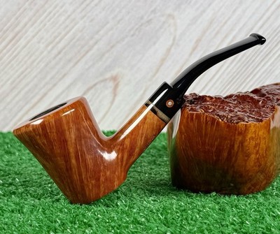 TOM SPANU F GRADE CHERRYWOOD W/ HORN, FLAME GRAIN SARDINIAN BRIAR PIPE.