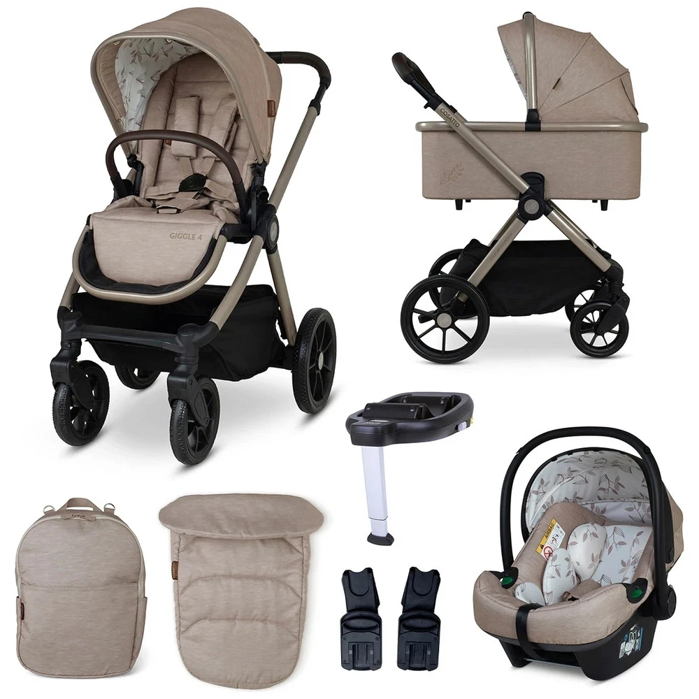 Cosatto Giggle 4 3-in-1 Travel System Bundle Pram Car Seat Cot Whispering Willow