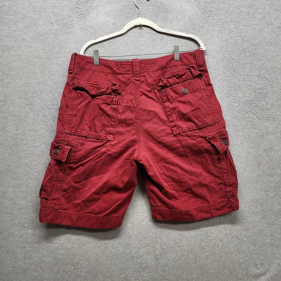 Pantalones Cortos American Eagle Outfitters Hombres 34 Rojo Carga Sarga Y2K Sueltos Patín Exterior Foto 3 de 4