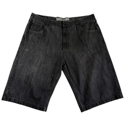 Halifax Bermuda Baggy Shorts Mens 44x14.5 Black Denim Dark Wash Everyday Wear