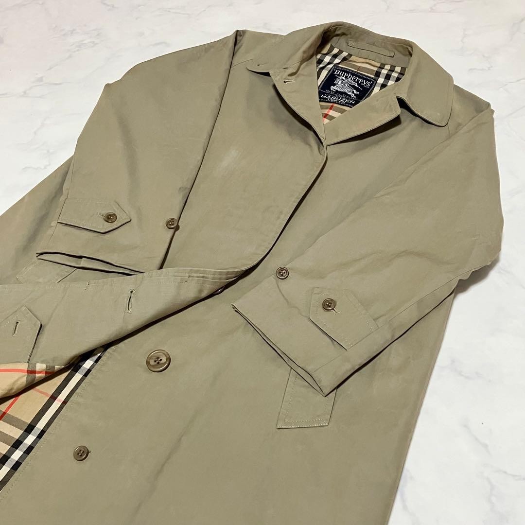 Burberrys Trench Coat Khaki Cotton With Check Pattern Size L Women thumbnail 2