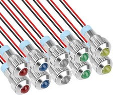 Linkstyle10PCS 12V LED Indicator Light, Waterproof Small Signal Lamp, 24V 8mm Pa
