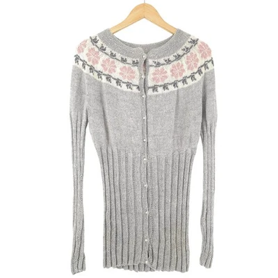 Vintage Nordic Pullover Norwegen Grau Fair Isle Damen Fr3 Größe S - Bild 1 von 4