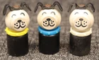 3 Vtg Fisher-Price Little People Wooden Straight Dog White Blue Yellow Collar