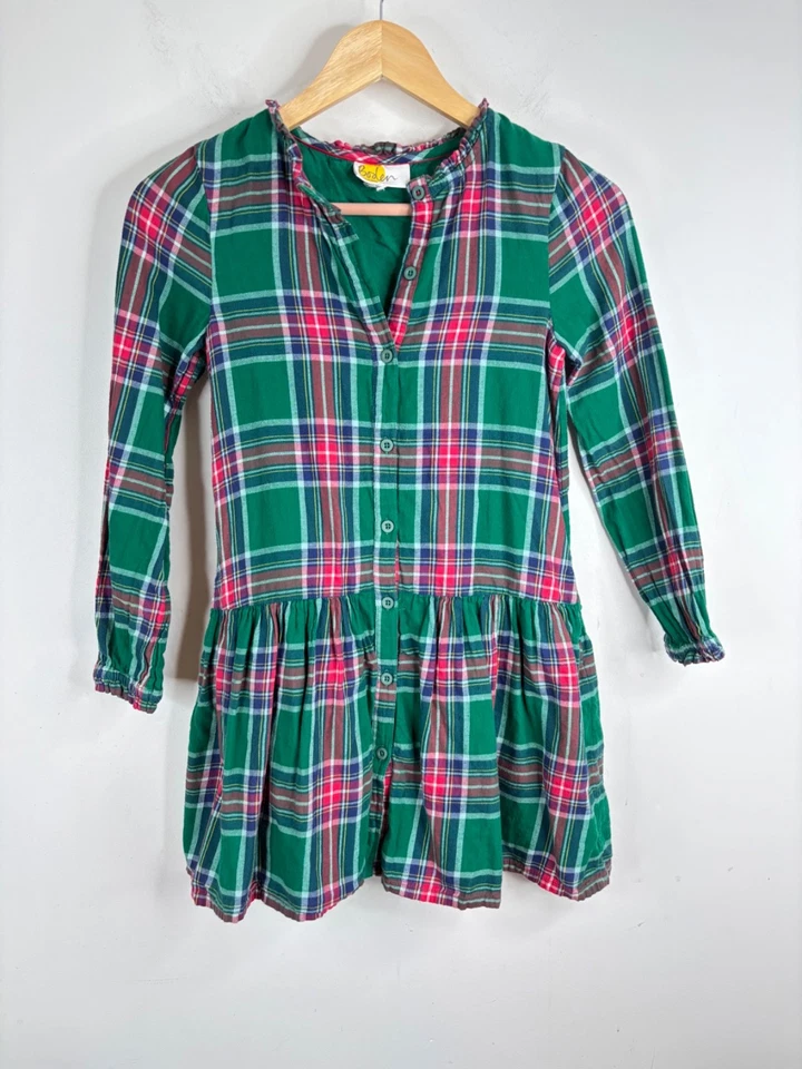 Mini Boden Christmas Dress 9-10Y Plaid Green Tartan Classic Holiday Pocket Retro - Image 2 of 4