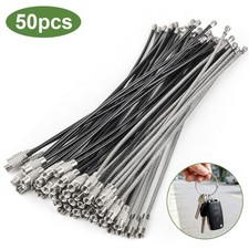 50 PCS Stainless Steel Wire Keychain 6.1" Aircraft Cable Key Rings Luggage Tags